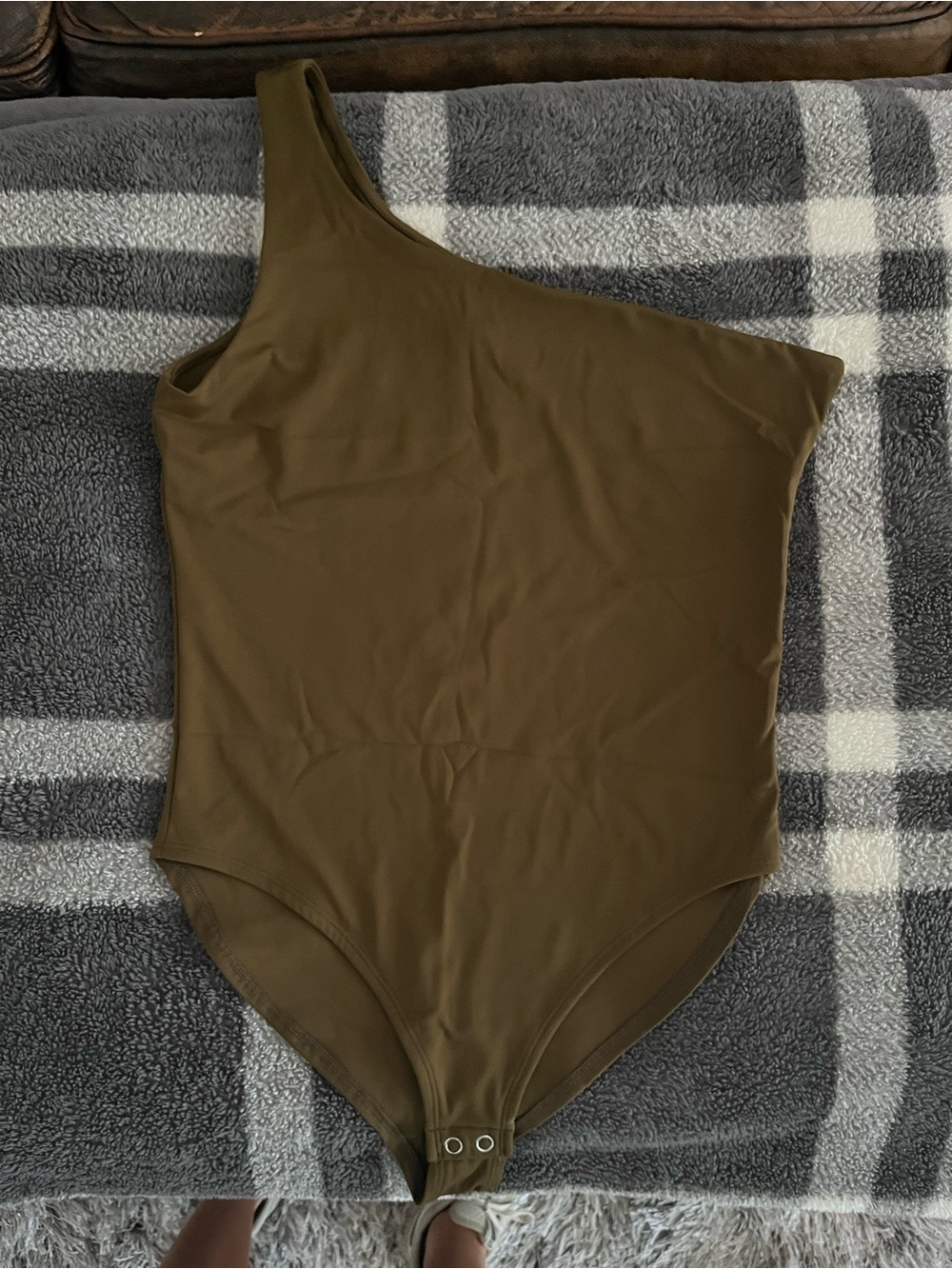 Worthington One-Shoulder Olive Green Bodysuit